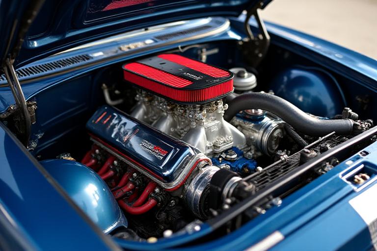 Modified custom engine bay with intake modifications